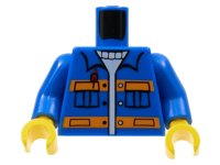 LEGO onderdeel Torso City Jacket with Pockets & Pen over Sweater, Orange Stripes Pattern / Blue Arms / Yellow Hands 973pb0551c01