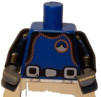 LEGO onderdeel Torso City Diver, Black Wetsuit with Orange Stitching and Weight Belt Pattern / Black Arms / Dark Bluish Gray Hands 973pb0671c01