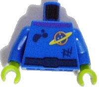 LEGO onderdeel Torso Space Ringed Planet and Black Belt, Dirt Stains Pattern / Blue Arms / Lime Hands 973pb0689c01