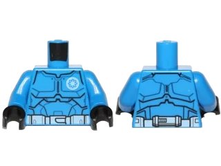 LEGO onderdeel Torso SW Armor Special Forces Clone Trooper Pattern / Blue Arms / Black Hands (973pb1523c01)