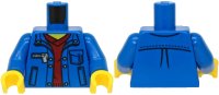 LEGO part Torso Jacket with Pockets over Dark Red V-Neck Sweater Pattern / Blue Arms / Yellow Hands 973pb1558c01