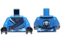 LEGO part Torso Ninjago Robe with Silver Buckles and Lightning Power Emblem Pattern / Blue Arms / Black Hands 973pb1571c01