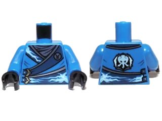 LEGO onderdeel Torso Ninjago Robe with Silver Buckles and Lightning Power Emblem Pattern / Blue Arms / Black Hands (973pb1571c01)