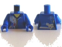 LEGO part Torso Female Jumpsuit with Zipper, White and Gold Markings and Classic Space Logo Pattern / Blue Arms / Blue Hands 973pb1684c01