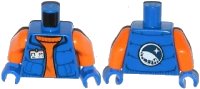 LEGO part Torso Down Vest with ID Badge over Orange Sweater, Arctic Explorer Logo on Reverse Pattern / Orange Arms / Blue Hands 973pb1709c01