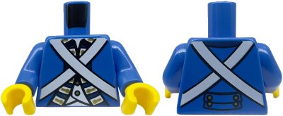 LEGO onderdeel Torso Imperial Soldier Uniform Jacket with Dark Blue, Gold, and White Trim over Vest with Buttons, Crossbelts Pattern (Bluecoat) / Blue Arms / Yellow Hands (973pb1926c01)