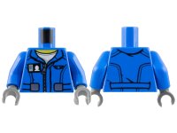 LEGO onderdeel Torso Flight Suit Jacket with Zipper and Minifigure ID Badge Pattern / Blue Arms / Dark Bluish Gray Hands 973pb2034c01