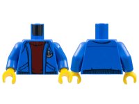 LEGO part Torso Jacket with Pockets over Dark Red Sweater, Anchor Logo Pattern / Blue Arms / Yellow Hands 973pb2060c01