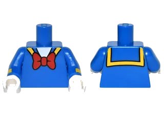 LEGO onderdeel Torso Sailor Suit with Yellow Collar Trim and Large Red Bow Tie Pattern / Blue Arms with Yellow Stripe Pattern / White Hands (973pb2308c01)
