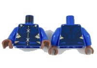LEGO part Torso Super Hero Dark Blue Armor, Tan Straps, Silver Zipper and Clasps Pattern (Killmonger) / Blue Arms / Reddish Brown Hands 973pb2953c01