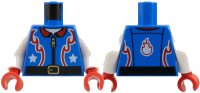 LEGO onderdeel Torso Flight Suit Jacket with Zipper and Red Flames and Collar, White Stars and Black Belt Pattern / White Arms / Red Hands 973pb3177c01