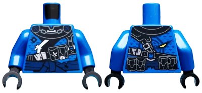 LEGO onderdeel Torso Ninjago Armor Tattered with Dark Blue Sash Pattern / Blue Arms / Black Hands (973pb3262c01)
