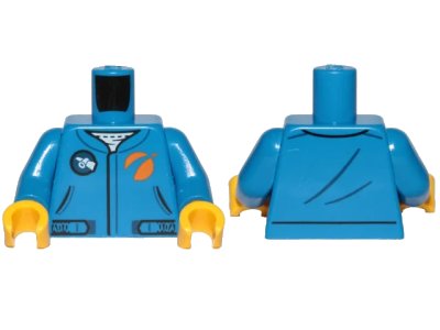 LEGO onderdeel Torso Jumpsuit with Black Outlined Belt and White Satellite Logo Pattern / Blue Arms / Yellow Hands (973pb3558c01)