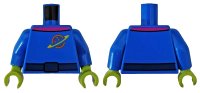 LEGO onderdeel Torso Space Uniform with Orange and Yellow Ringed Planet Logo, Dark Blue Belt, Magenta Collar Pattern / Blue Arms / Lime Hands 973pb3581c01