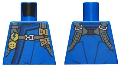 LEGO onderdeel Torso Ninjago Robe with Dark Blue Hem and Dark Bluish Gray Harness Pattern (973pb3614)