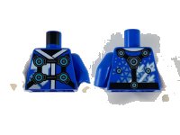 LEGO part Torso Tunic, White Hems, Black Straps, Medium Azure Circles Pattern / Blue Arm Left / White Arm Right / White Hands 973pb3764c01