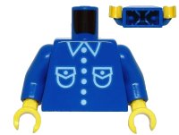 LEGO onderdeel Torso Shirt with White Pockets, Buttons, and Collar Pattern (Reissue) / Blue Arms / Yellow Hands 973pb3843c01
