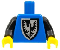 LEGO part Torso Castle Black Falcon with Shield Bottom Round Pattern (Reissue with Inside Ribs) / Black Arms / Yellow Hands 973pb4441c01