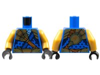 LEGO part Torso Tunic with Dark Blue Trim, Gold Armor, Dark Orange Strap and Ninjago Logogram Letter J on Back Pattern / Pearl Gold Arms / Black Hands 973pb4765c01