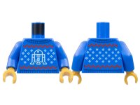 LEGO part Torso Knit Fair Isle Holiday Sweater, with Red Zigzag Lines, White Snowflakes and SW R2-D2 Pattern / Blue Arms / Pearl Gold Hands 973pb4875c01