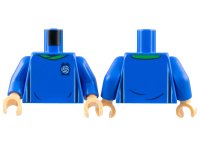 LEGO part Torso Soccer Uniform, Bright Green Collar, White and Dark Blue Side Stripes, Soccer Ball on Brick Logo Pattern / Blue Arms / Medium Tan Hands 973pb4962c04