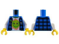 LEGO part Torso Flannel Vest over White Shirt with Lime Z-Blob on Coral Splotch, Bright Green Collar Pattern / White Arms / Yellow Hands 973pb5812c01