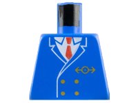 LEGO onderdeel Torso Train Uniform Jacket with Gold Buttons and Logo over White Shirt, Red Tie Pattern 973px1