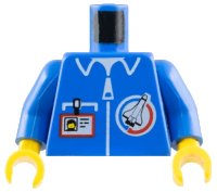 LEGO part Torso Launch Command Logo, Zipper and ID Badge Pattern / Blue Arms / Yellow Hands 973px112c01