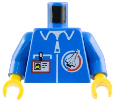 LEGO onderdeel Torso Launch Command Logo, Zipper and ID Badge Pattern / Blue Arms / Yellow Hands (973px112c01)