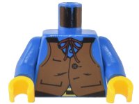 LEGO part Torso Western Cowboy Brown Vest, Buckle, String Bow Tie Pattern / Blue Arms / Yellow Hands 973px162c01