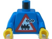 LEGO part Torso Train Logo Small Black on Locomotive Triangle Sign Pattern / Blue Arms / Yellow Hands 973px30c01