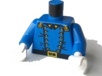 LEGO part Torso Western Cavalry Uniform, 12 Buttons, 2 Gold Stars on Collar Pattern / Blue Arms / White Hands 973px41c01