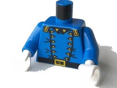 LEGO onderdeel Torso Western Cavalry Uniform, 12 Buttons, 2 Gold Stars on Collar Pattern / Blue Arms / White Hands (973px41c01)