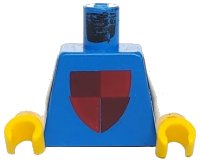 LEGO part Torso Castle Classic Shield Quartered Red/Blue Pattern / White Arms / Yellow Hands 973px46c01