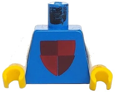 LEGO onderdeel Torso Castle Classic Shield Quartered Red/Blue Pattern / White Arms / Yellow Hands (973px46c01)