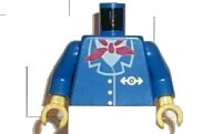 LEGO part Torso Train Jacket and Red Scarf Pattern / Blue Arms / Yellow Hands 973px63c01