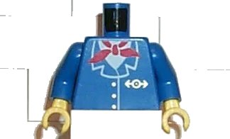 LEGO onderdeel Torso Train Jacket and Red Scarf Pattern / Blue Arms / Yellow Hands (973px63c01)