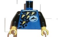 LEGO part Torso Divers Dolphin Logo and Yellow Triangles Pattern / Black Arms / Yellow Hands 973px97c01