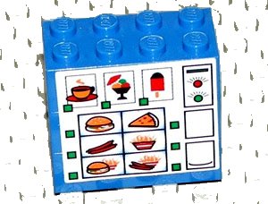 LEGO part Stickered Assembly 4 x 2 x 3 with Food Vending Machine Pattern (Sticker) - Sets 4560 / 4561 - 3 Brick 2 x 4 (BA020pb02)