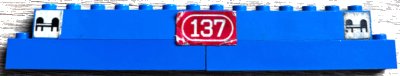 LEGO onderdeel Stickered Assembly 16 x 1 x 2 with Black Train Sleeping Car Bed on White Background Pattern and '137' on Red Background Pattern (Stickers) - Set 137-2 - 1 Brick 1 x 6, 3 Brick 1 x 8 (BA191pb02)