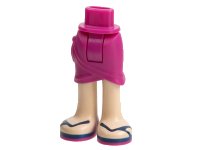 LEGO part Mini Doll Hips and Skirt Wrap with Light Nougat Legs and Sandals with Magenta Soles and Dark Blue Straps Pattern - Thick Hinge 11244c00pb02