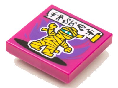 LEGO part Tile 2 x 2 with BeatBit Album Cover - Yellow Mummy Pattern (3068pb1638)