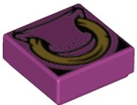 LEGO part Tile 1 x 1 with Bull Nose and Gold Ring Pattern 3070pb177