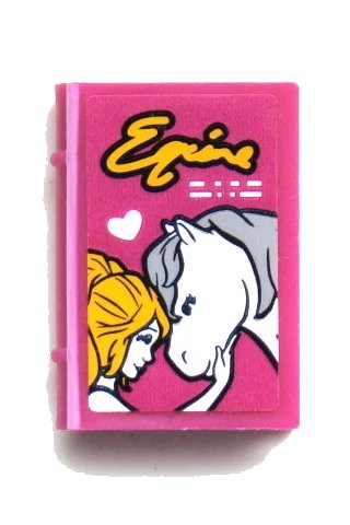 LEGO onderdeel Minifigure, Utensil Book 2 x 3 with 'Equine', Heart, Girl and White Horse Pattern (Sticker) - Set 41125 (33009pb054)
