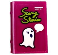 LEGO onderdeel Minifigure, Utensil Book 2 x 3 with 'Scary Stories' and Ghost with Speech Bubble Pattern (Sticker) - Set 41335 33009pb058