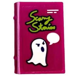 LEGO onderdeel Minifigure, Utensil Book 2 x 3 with 'Scary Stories' and Ghost with Speech Bubble Pattern (Sticker) - Set 41335 (33009pb058)