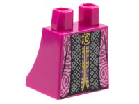 LEGO part Lower Body, Skirt with Black and Dark Purple Panels, Ornate Silver and Gold Stitching Pattern 36036pb030