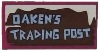 LEGO onderdeel Tile 2 x 4 with 'OAKEN'S TRADING POST' Pattern (Sticker) - Set 41066 (87079pb0259)
