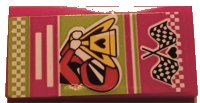 LEGO part Tile 2 x 4 with Heart, Checkered Flags, Racer with Trophy, Lime Stripes Pattern (Sticker) - Set 41352 87079pb1026