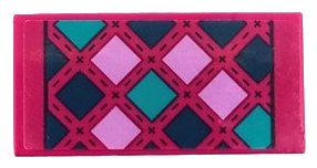 LEGO onderdeel Tile 2 x 4 with Blanket with Dark Blue, Medium Lavender and Dark Turquoise Squares and Stitching Pattern (Sticker) - Set 41683 (87079pb1403)